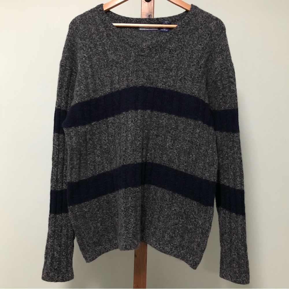 Structure Striped Chunky Knitted Wool Sweater - image 1